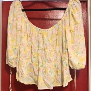 Cropped Floral Peasant Top